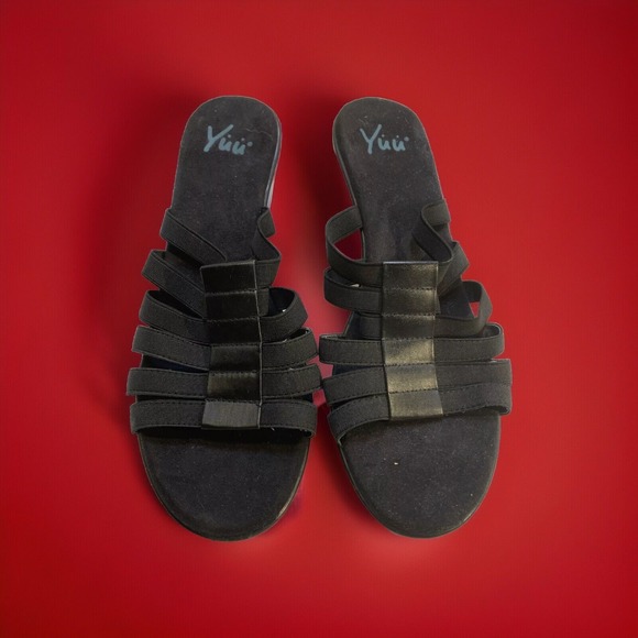 Yuu Shoes - Yuu Agree Black Women's Sandals Strappy Slip On Shoes Size 11M ~ New